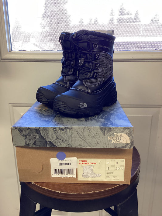 NEW The North Face Youth Alpenglow IV Winter Snow Boots Black sz 12