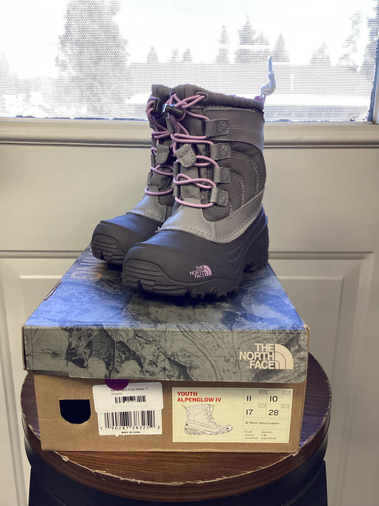 NEW The North Face Youth Alpenglow IV Winter Snow Boots Grey/Purple sz 11