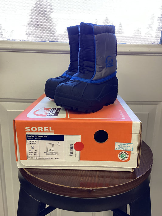 NEW Sorel Snow Command Youth Winter Snow Boots Asphalt sz 8