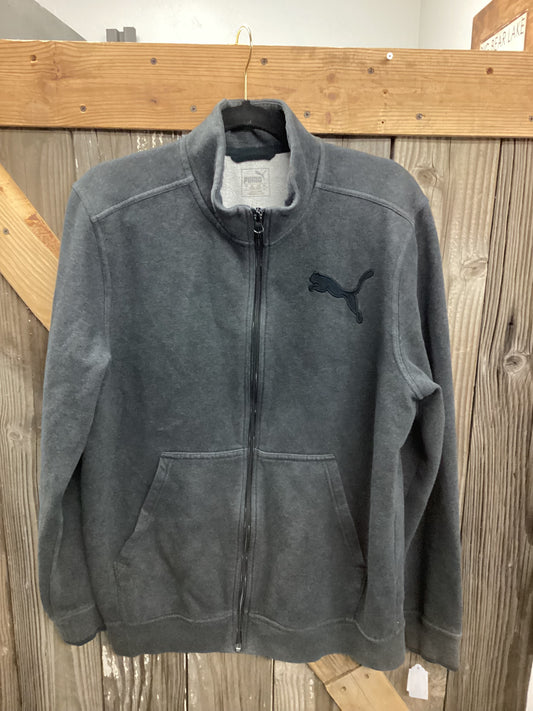 Puma Zip Up Charcoal Gray Sweatshirt Mens size Large